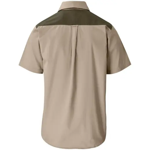 Mens Short Sleeve Serengeti 2-Tone Bush Shirt Stone Military Green Back